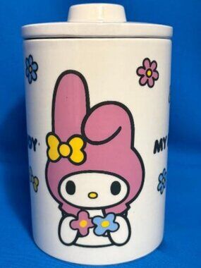 NWOT MY MELODY CERAMIC JAR COOKIE JAR W/ LID ( GASKET SEAL TOP ) ( HELLO KITTY )